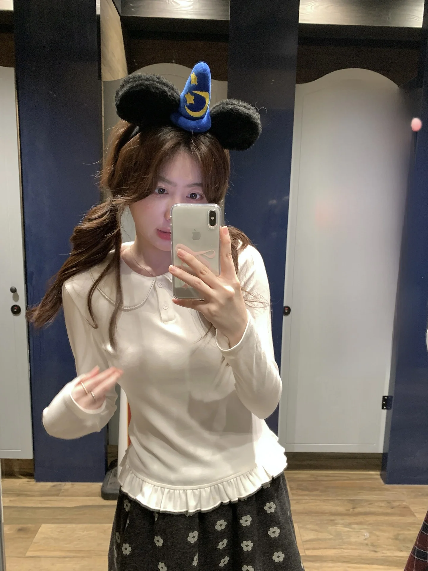 

PtonUmi White Ruffle Collar Long Sve T-irt Women's Korean Sle Basic Match Inner irt Commute Sle Stand Fit