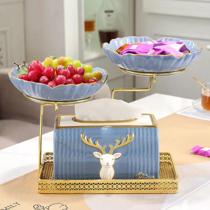 

Simple modern ceramic tissue box, living room home multi-functional storage box, fruit plate pumping carton