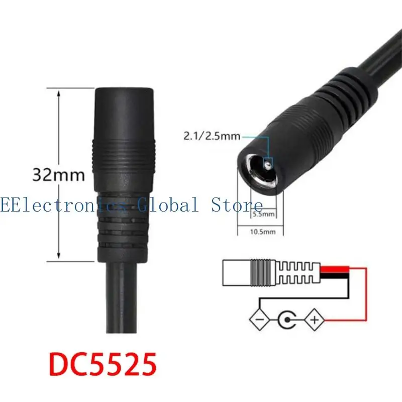 462B 25/100Cm Battery to Monitor Power Cable with Female/Male Output