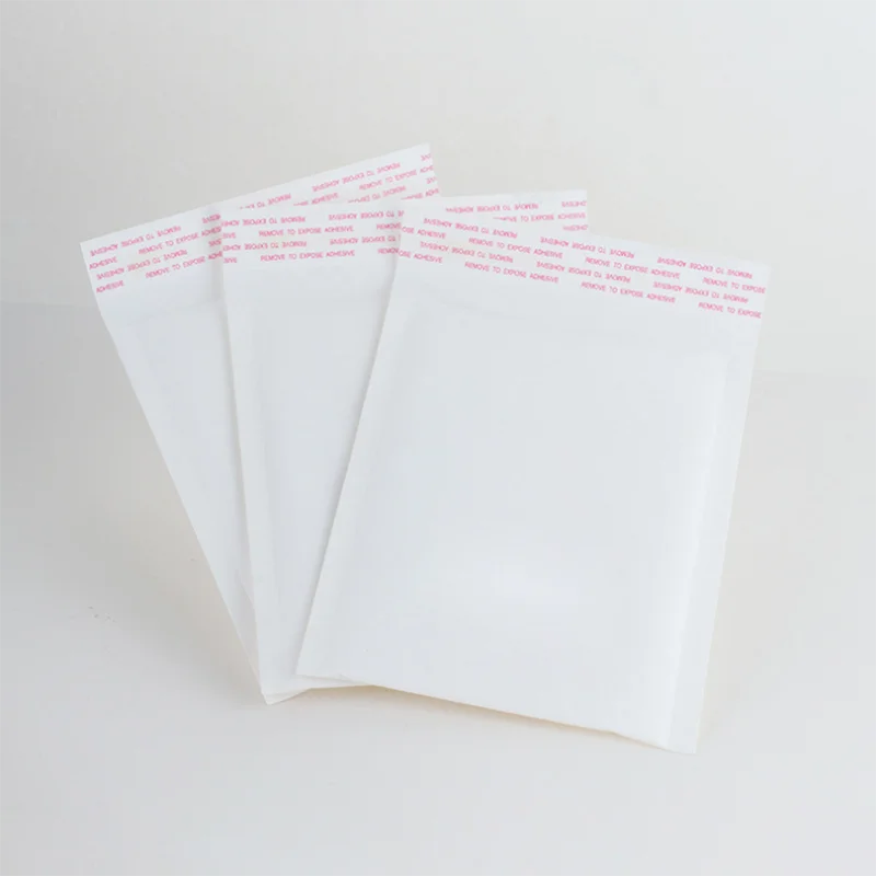 Enveloppes à Bulles en Papier Kraft Blanc, Sac d'Expédition Rembourré, Emballage Cadeau, 50 Pièces