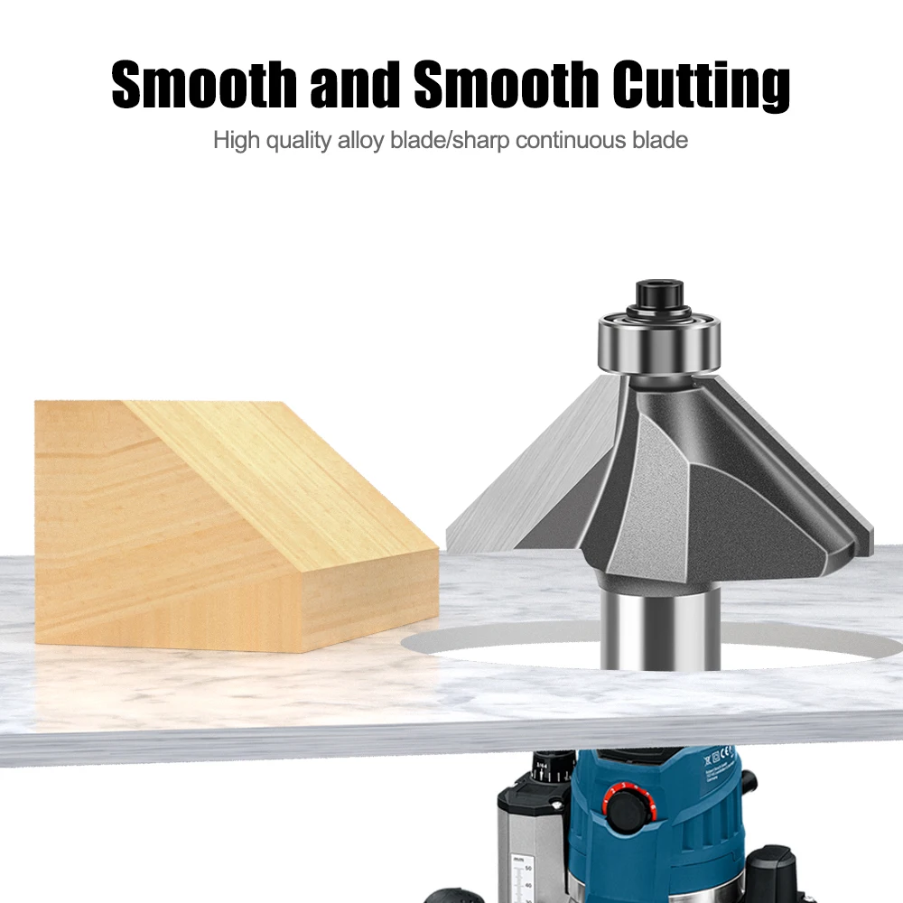 1pc 6mm 12mm Shank 45 Degree Bevel Router Bit Woodworking Milling Router Bit Trimming Machine Carving Router Bit