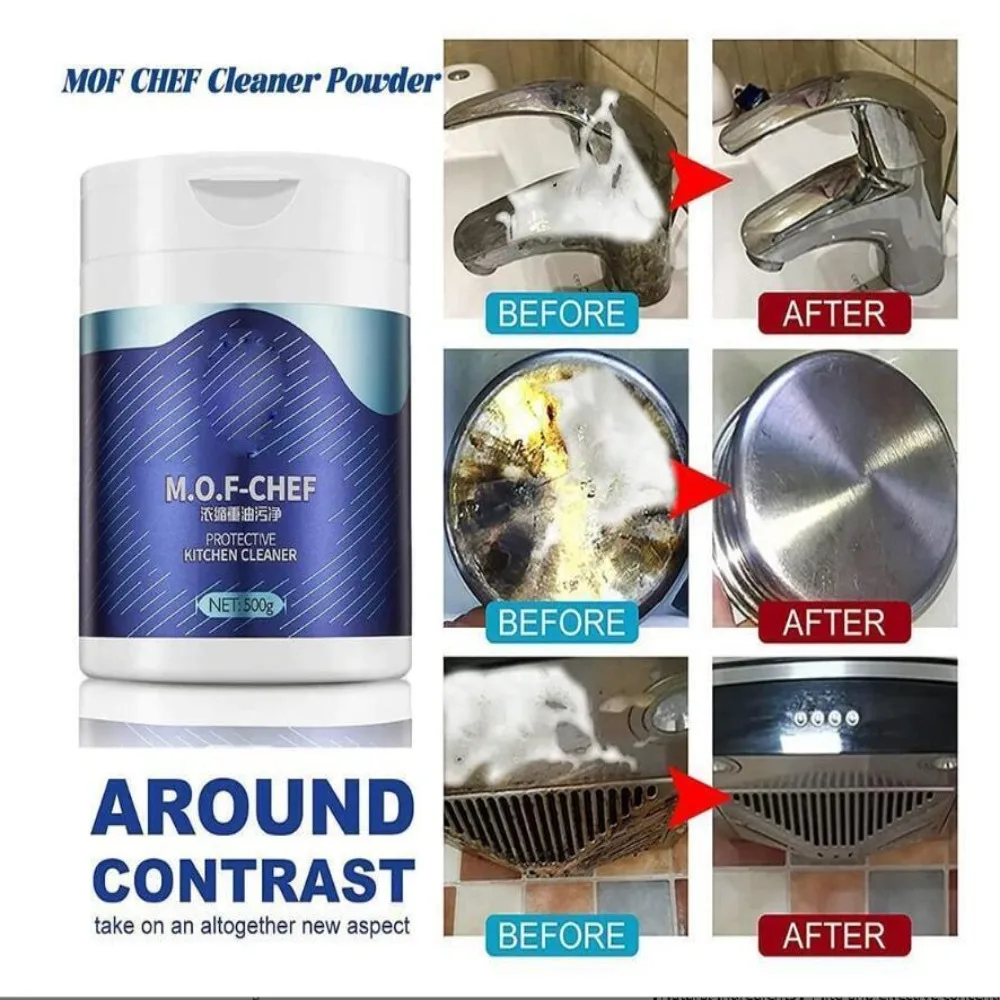 Mof Chef Cleaner Powder-Heavy Oil Stain Powder Cleaner,All Purpose Stain Remover