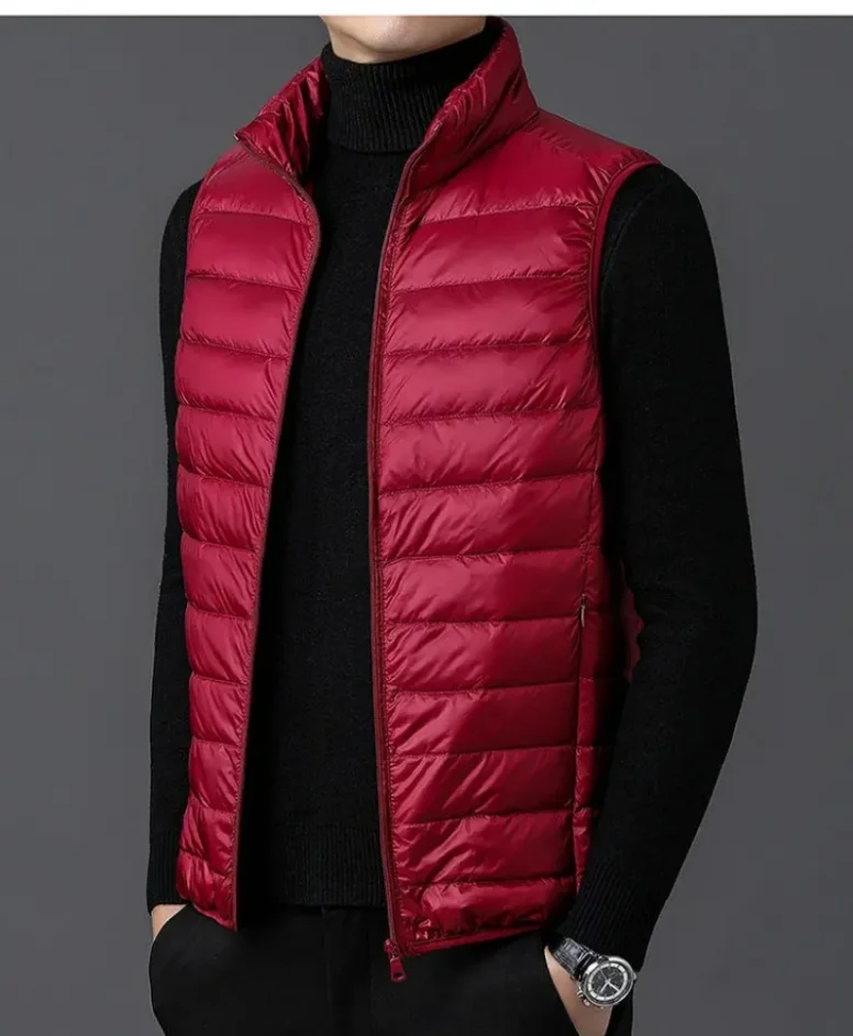 

Male New Puffer Sleeveless Coats Mens Solid Color Down Jacket Winter Warm Vest Jacket Men Waistcoat Outwear Windbreaker Clothing