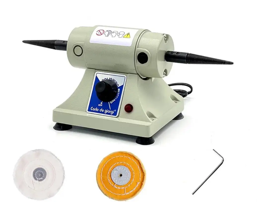 Double-Head Tabletop Polisher Grinding Machine Adjustable Speed Small Power Bench Lathe for DIY Jewelry And Metalworking
