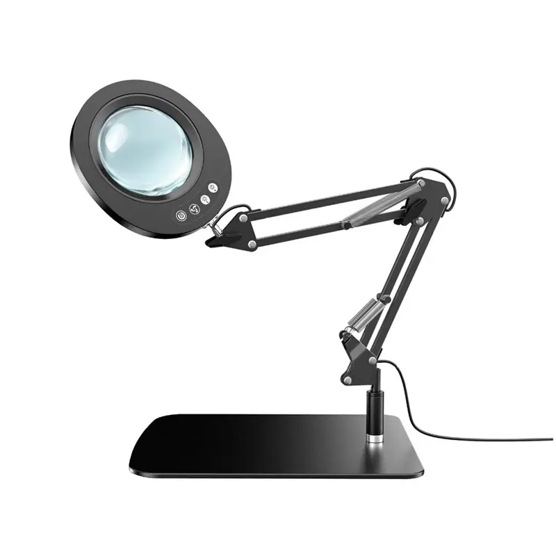 B97A-10 Times Magnifier LED Desktop Magnifying Glass Lamps 5 Color Modes 10 Dimmable Levels Folding Swing
