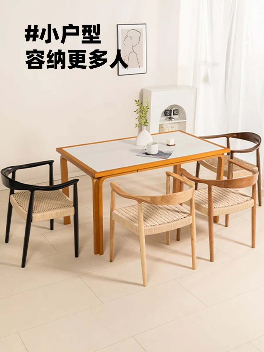 

Chaofei solid wood rock slab dining table and chairs household small apartment wabi sabi medieval Nordic balcony