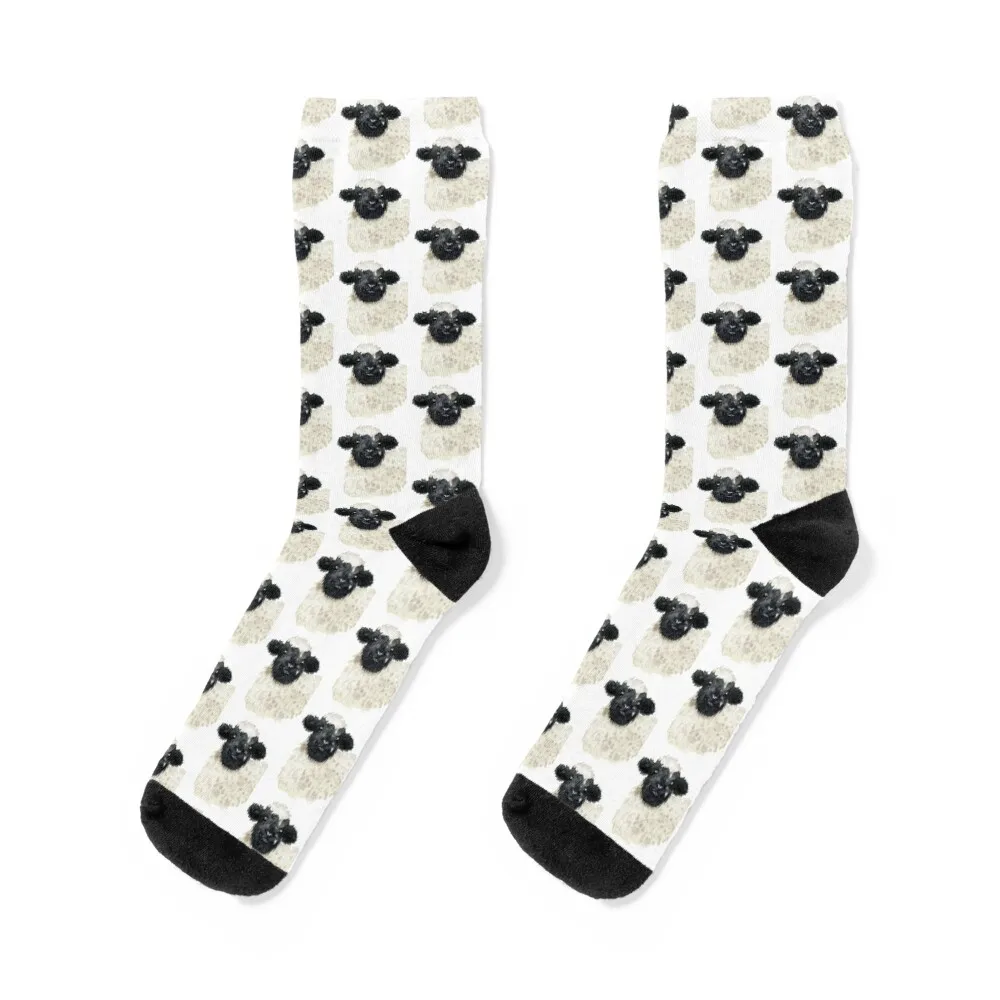 

Valais black nose sheep watercolour painting Socks gift Soccer halloween sheer Socks Women's Men's