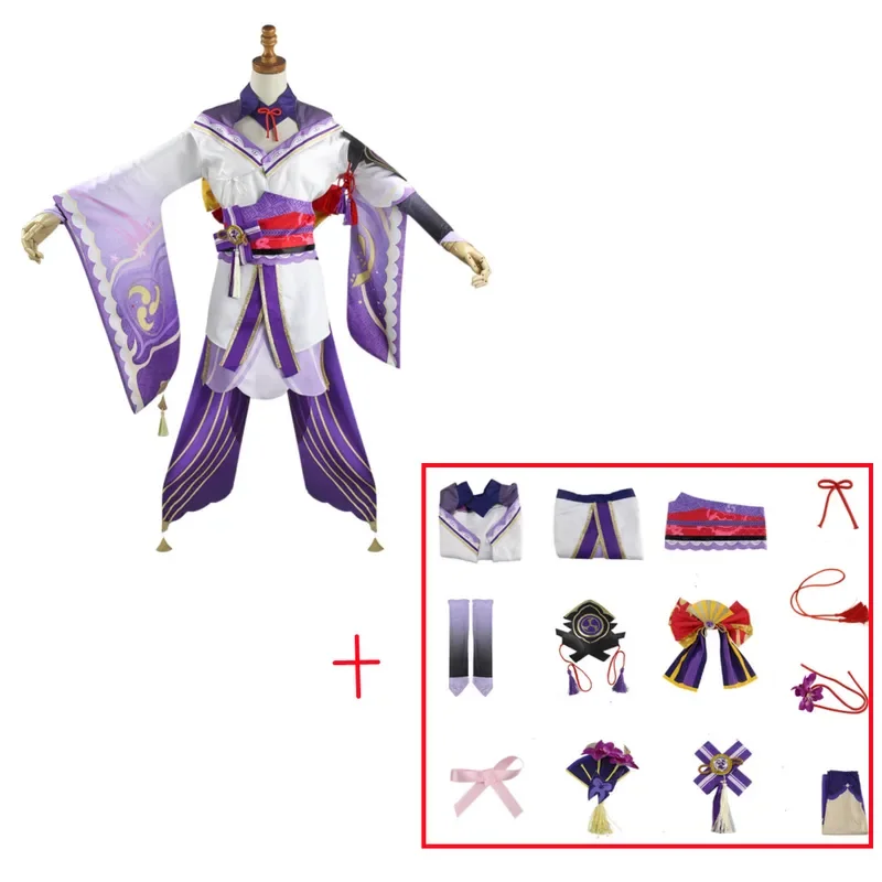 Raiden Shogun Cosplay Kostüm Genshin Impact Perücke lila lange Haare Halloween Kostüme voller Satz Genshin Baal Shougun