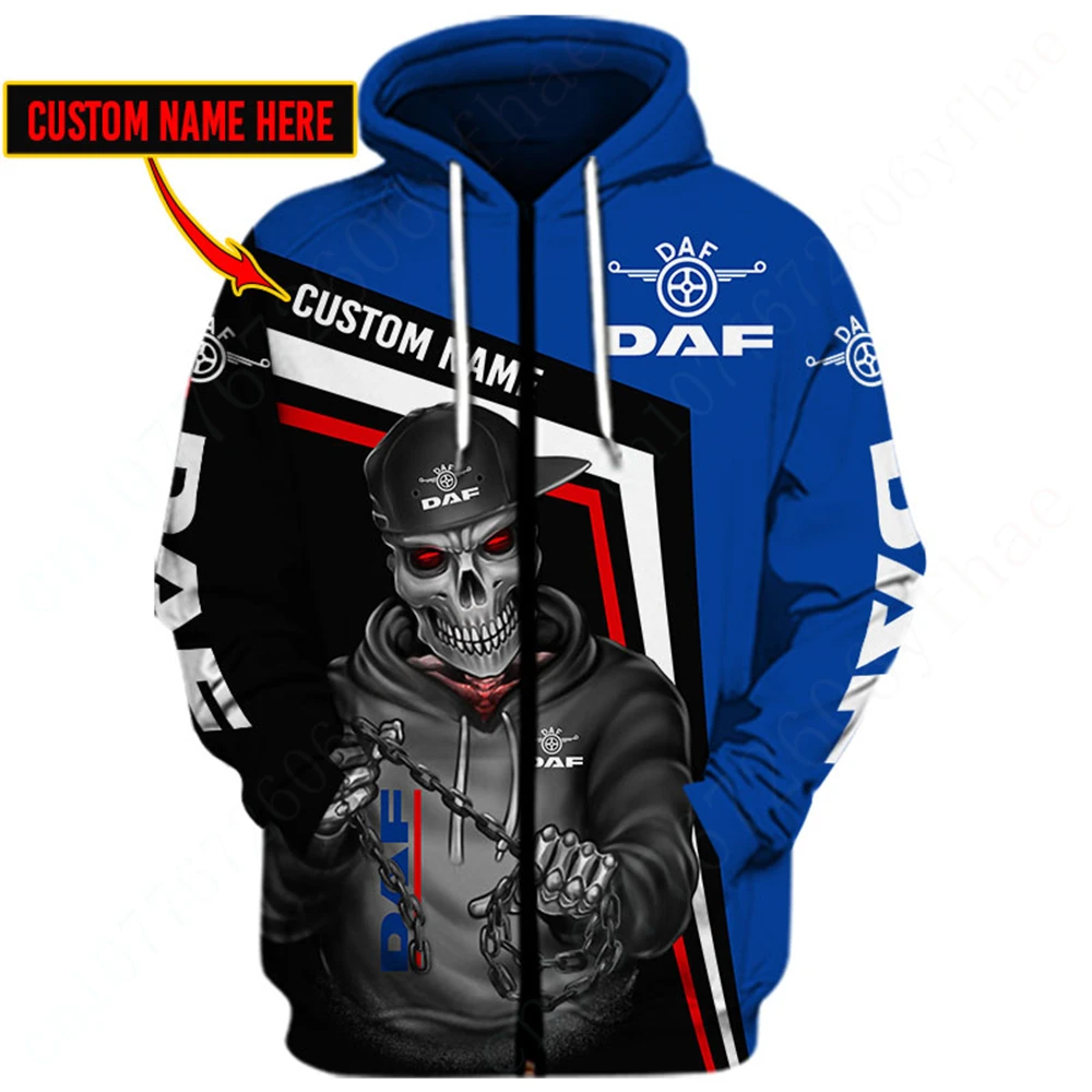 DAF hoodie kasual untuk pria wanita, Hoodie cetak 3D Harajuku Anime Zip, pakaian Pullover atasan uniseks