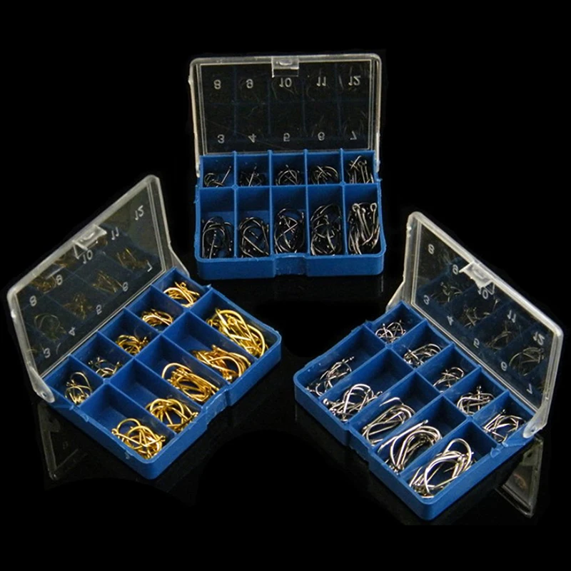 100Pcs/lot fishing hooks High carbon steel Black Bait Holder Fish Hook Set