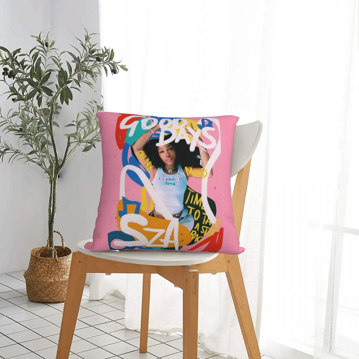 Good Days Hip Hop Vintage 90s Harajuku Square Pillow Case SZA Cushion Covers Decor Throw Pillow Case Cover for Bed 45x45cm