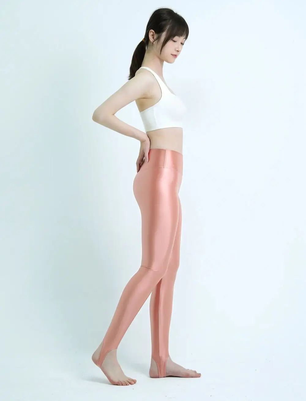 XCKNY Satin silk seamless front crotch opaque pantyhose shiny wet color tight Leggings high Yoga swimming gloss pants