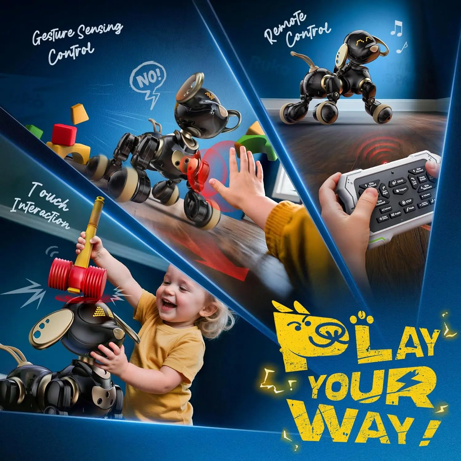 Smart 2.4G AI Robot dog toy Intelligent interactive puppy More than 30 LED emoji Remote gesture control electronic pet Kid gift