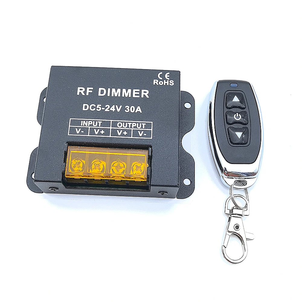 30A LED Dimmer Controller Low Voltage 12-24V with 3 Key RF Wireless Remote Control for LED Single Color Lighting String Strip
