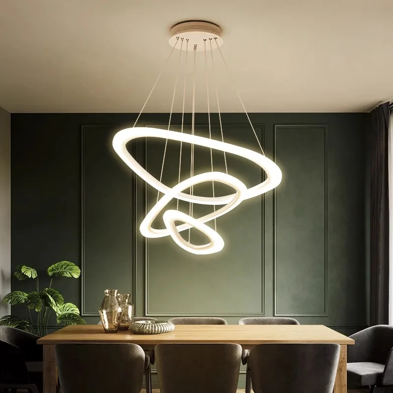 Modern Acrylic Dining Pendant Light Dimmable Dining Table Kitchen Chandelier Home Decor Living Room Lighting Lusters Fixtures