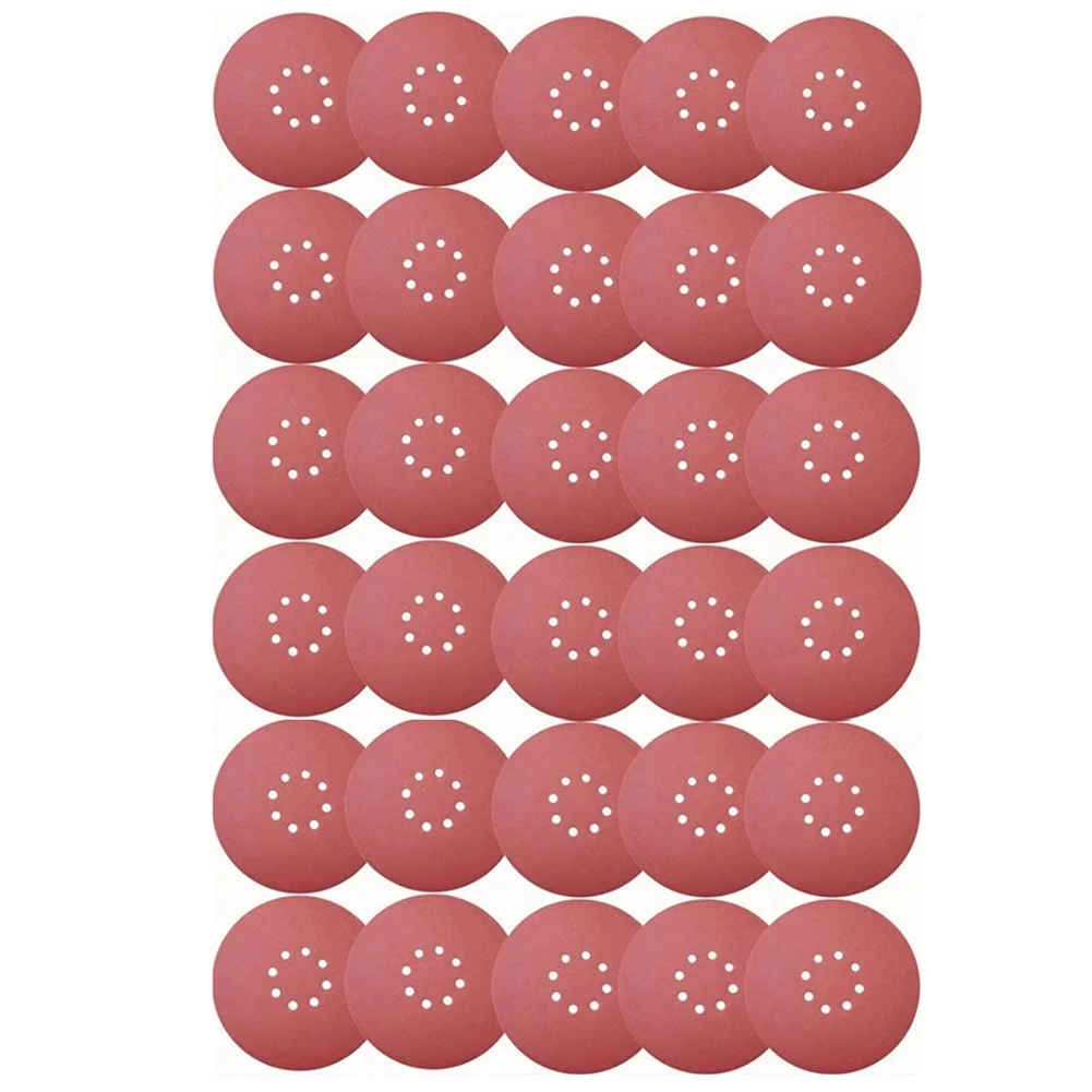 

30PCS 9 Inch 8 Hole Sanding Discs Assorted Hook and Loop Sandpaper Orbital Sander Pads 120 Grit