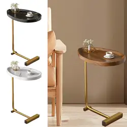 2024 New Small Apartment Bedside Round Small Coffee Table Light Luxury Household Mini Table With Metal Frame Bedside Table Tray