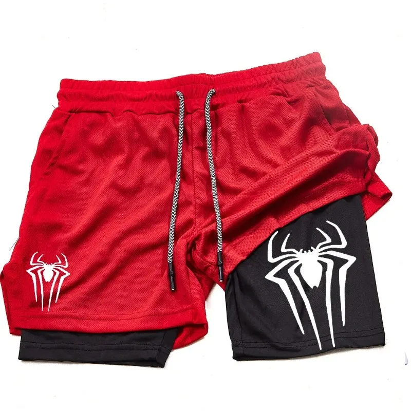 Men's fitness shorts, quick drying sports 2-in-1 with mobile phone pocket, towel bag, sports shorts