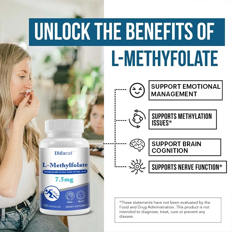 L-Methylfolate 7.5 Mg Capsules Maximum Strength for Mood Management, Methylation, Brain Cognition, Neurological Function