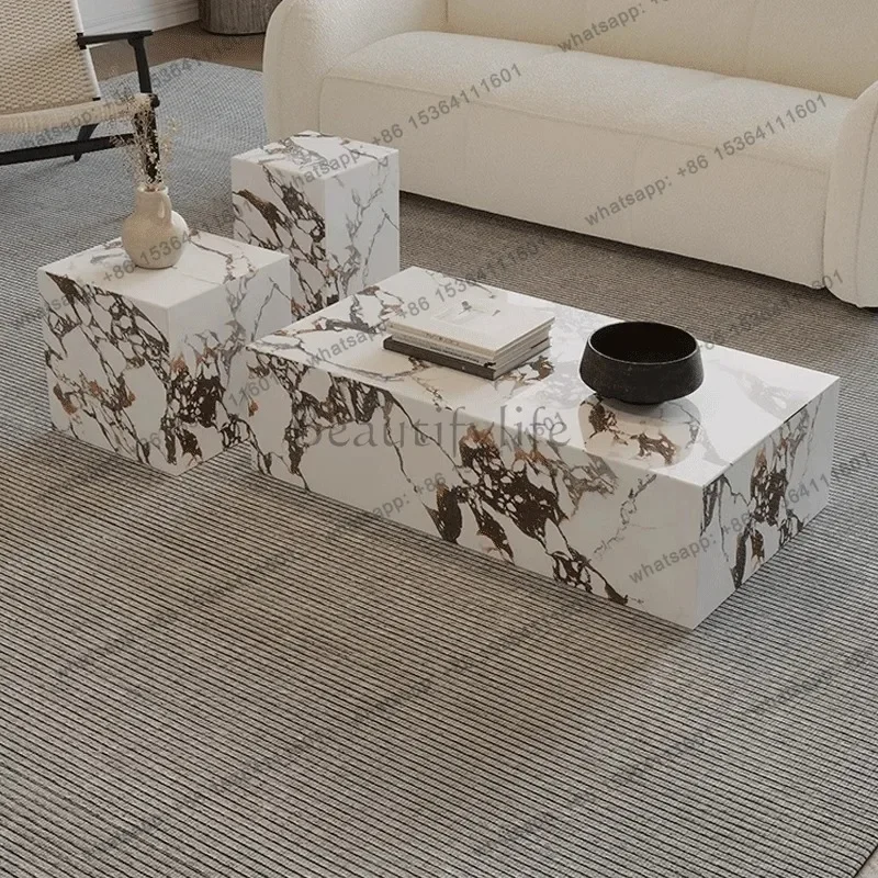 Luxury Nesting Side Tables, French Retro&Nordic Style Quartz Coffee Table Set, Heat&Scratch Resistant, Master Design, Customize