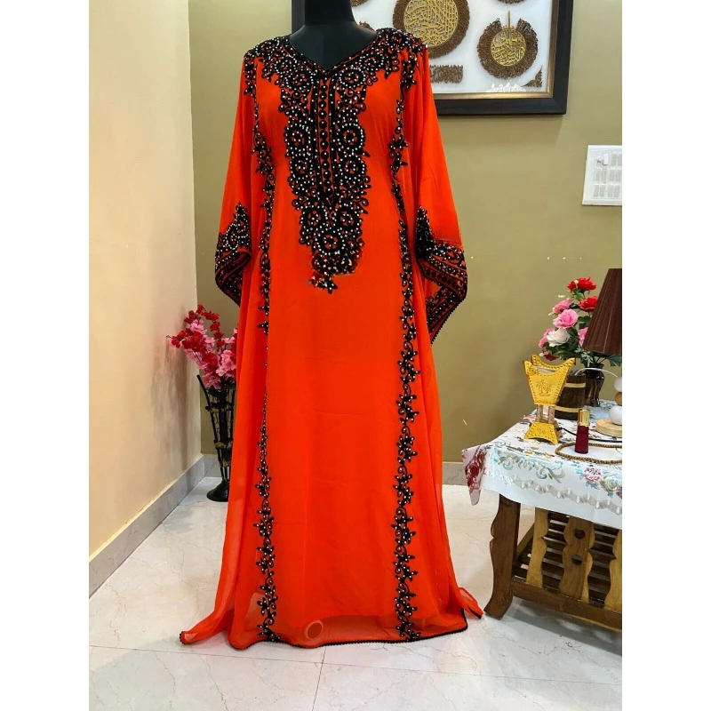 

Sale Orange Royal Blue Fashion Wedding Dress Beaded Kaftan Abaya Party