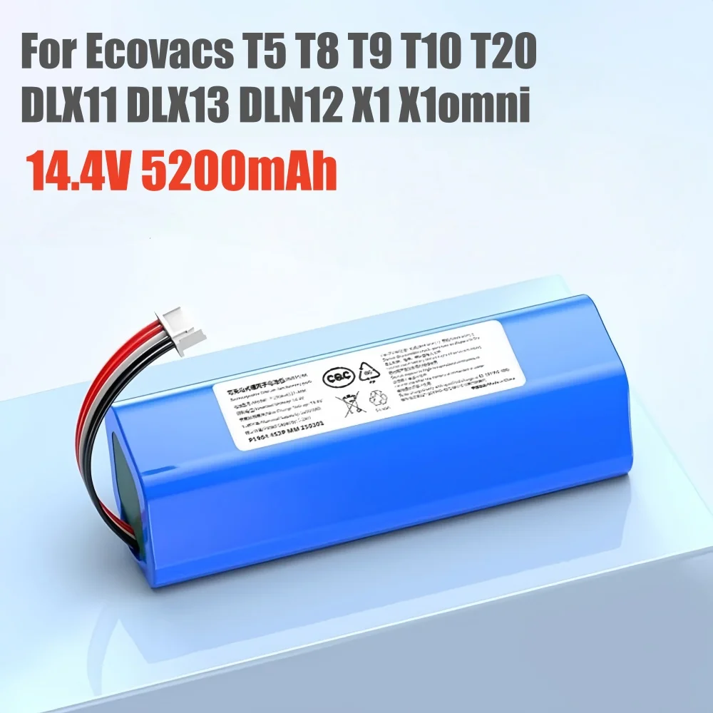 

2025 New 14.4V 5200mAh for ECOVACS Deebot Ozmo 950 T8 T8+ T5Max T10 T9 X1 X2 Turbo Pro Omni DX96 DX93 Robot Vacuum Cleaner