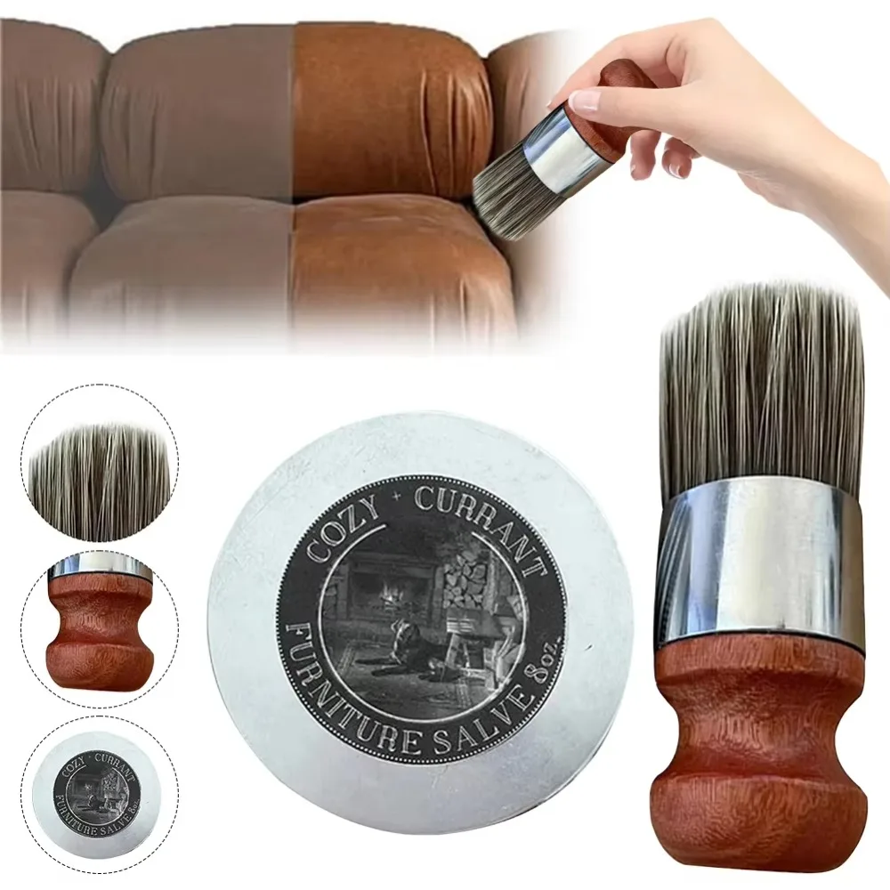 Wise Owl Leather Furniture Salve with Brush Prevent Dryness Cracking Leather Refurbish Salve Long-Lasting Hydration Protective
