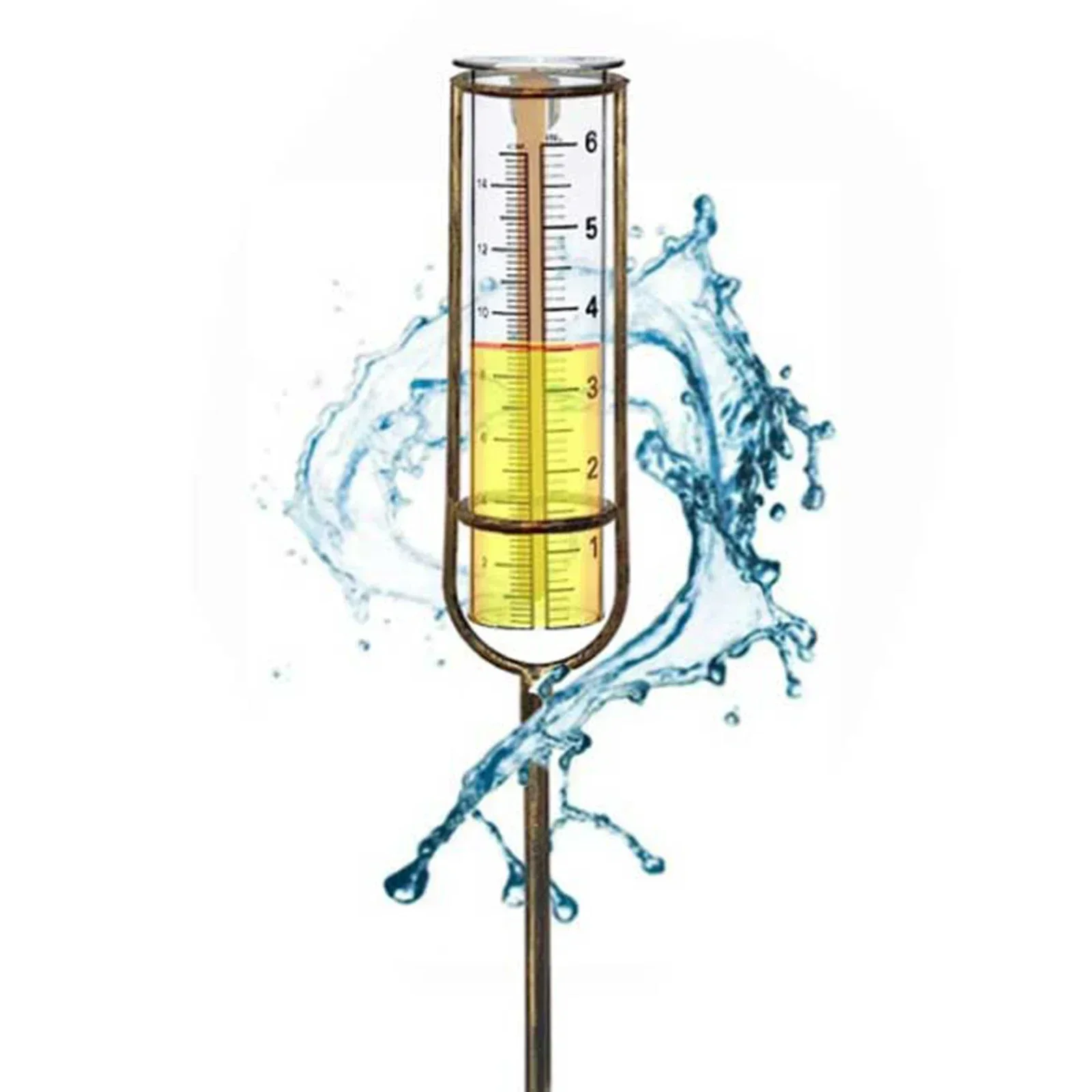 Large Clear Number Freeze Proof Rain Gauge Easy Installation Inches Metal Stake Outdoor Package Content Plastic Tube