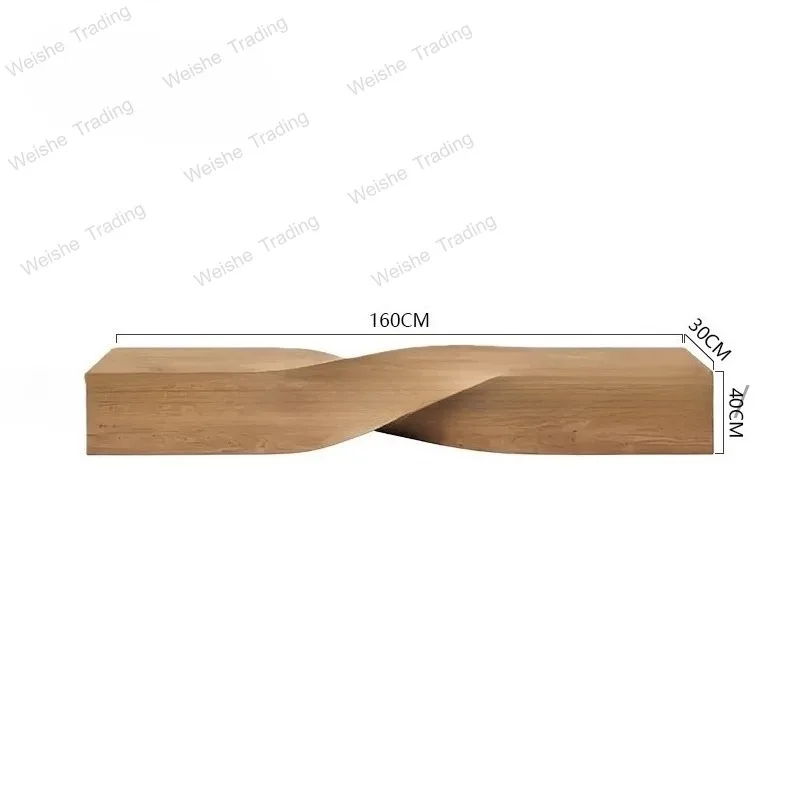 Solid wood bench milk tea shop cafe rest stool shopping mall homestay hotel design art creative log bench