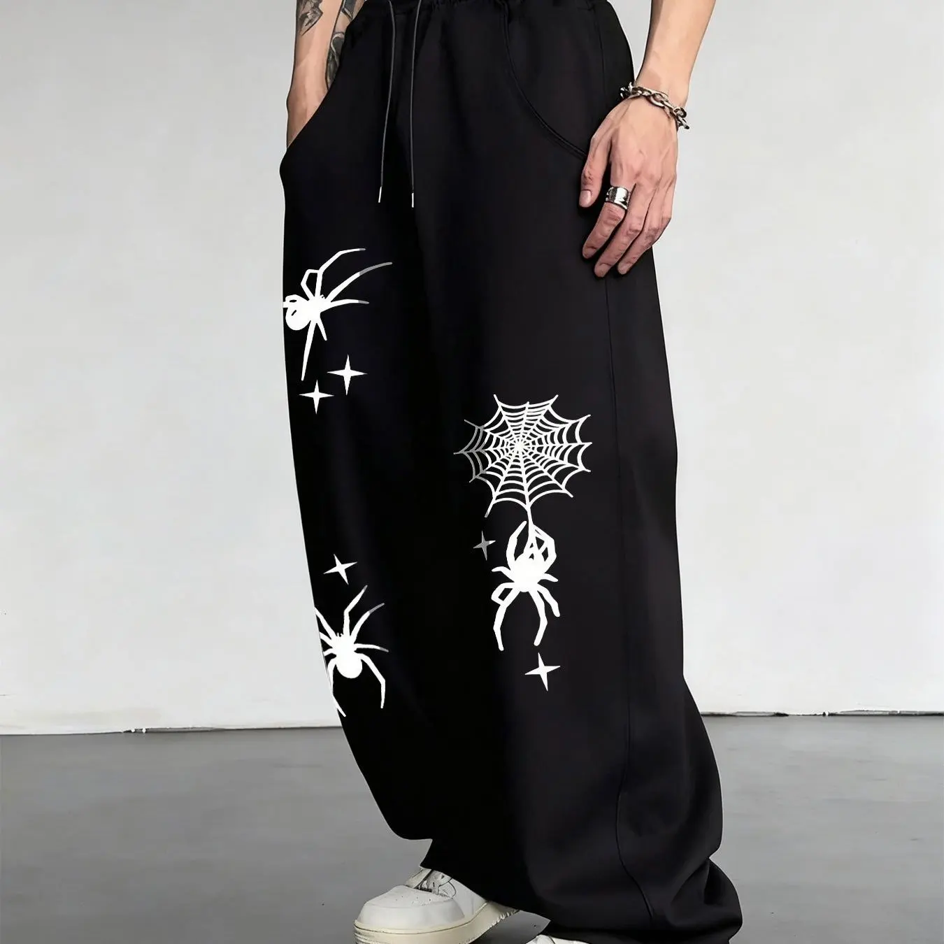 

Men's Versatile Solid Color Drawstring Loose Casual Sports Pants for Spring and Autumn Men's Outdoor Home Casual Pants