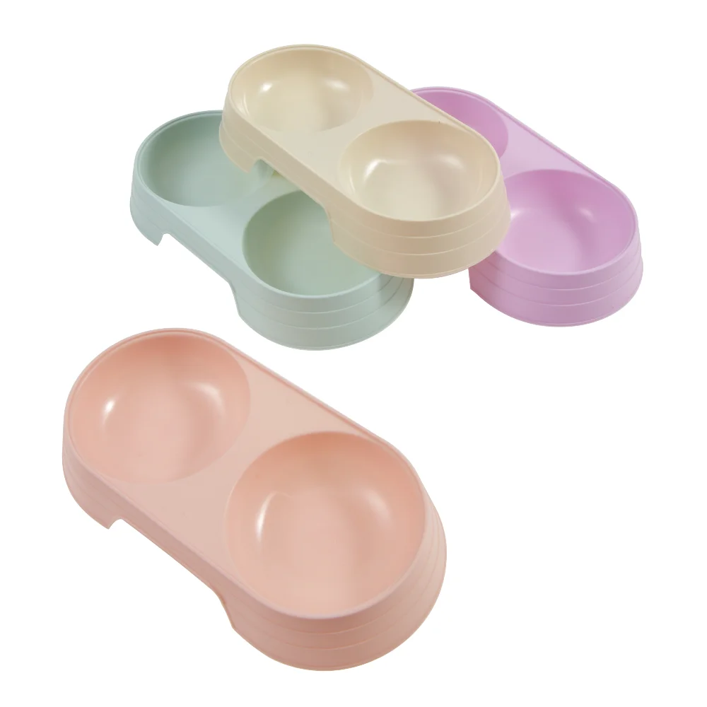 1Pc  Macaron Color Pet Bowl Plastic Cat and Dog Double Bowls Pet Supplies Accessories Cat Food Bowl  Pet Products