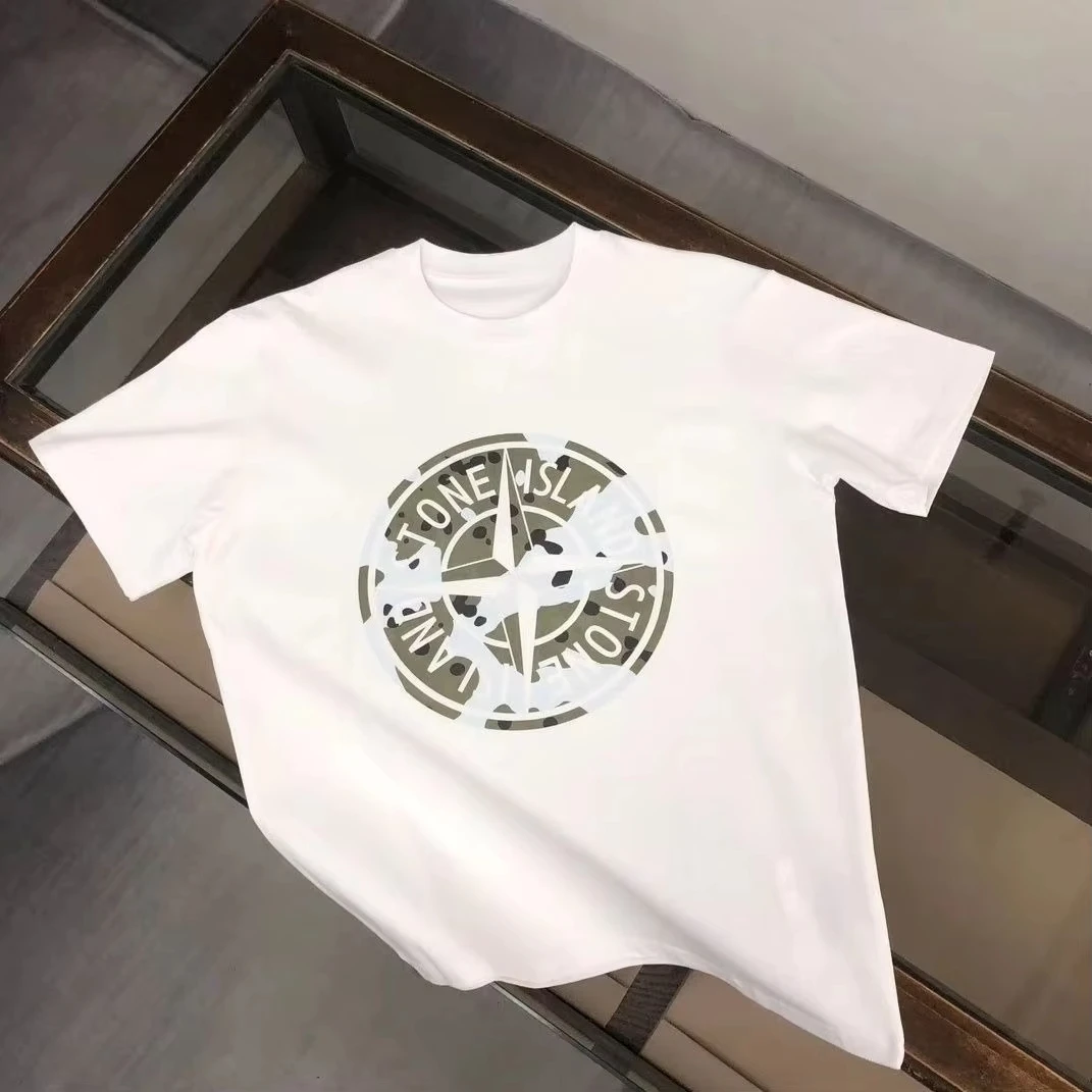Camiseta Solta da Moda 2026 - Top Casual de Algodão Puro Compass - Adequada para Homens e Mulheres - Vários Designs de Estampas