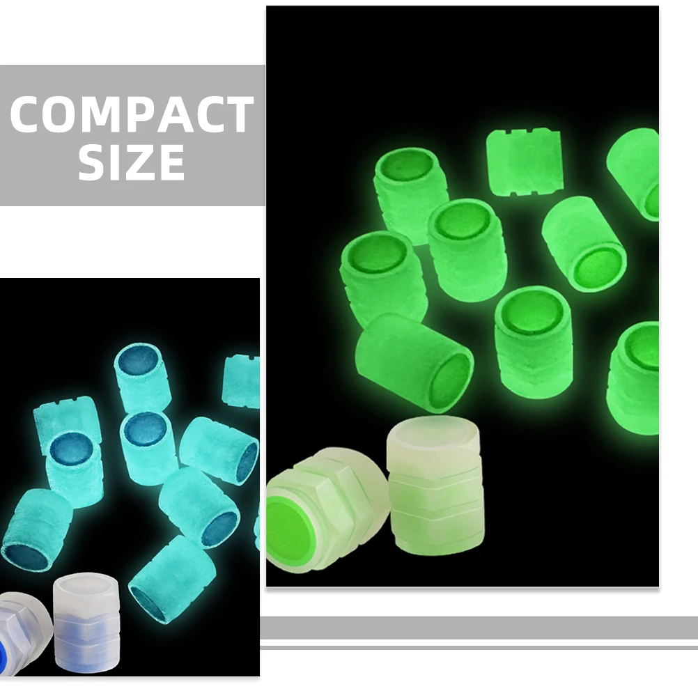 

40pcs Night Glow Valve Caps Fluorescent Green Blue Bike Car Tire Valves Stem Covers Plastic PP Anti Dust 20each