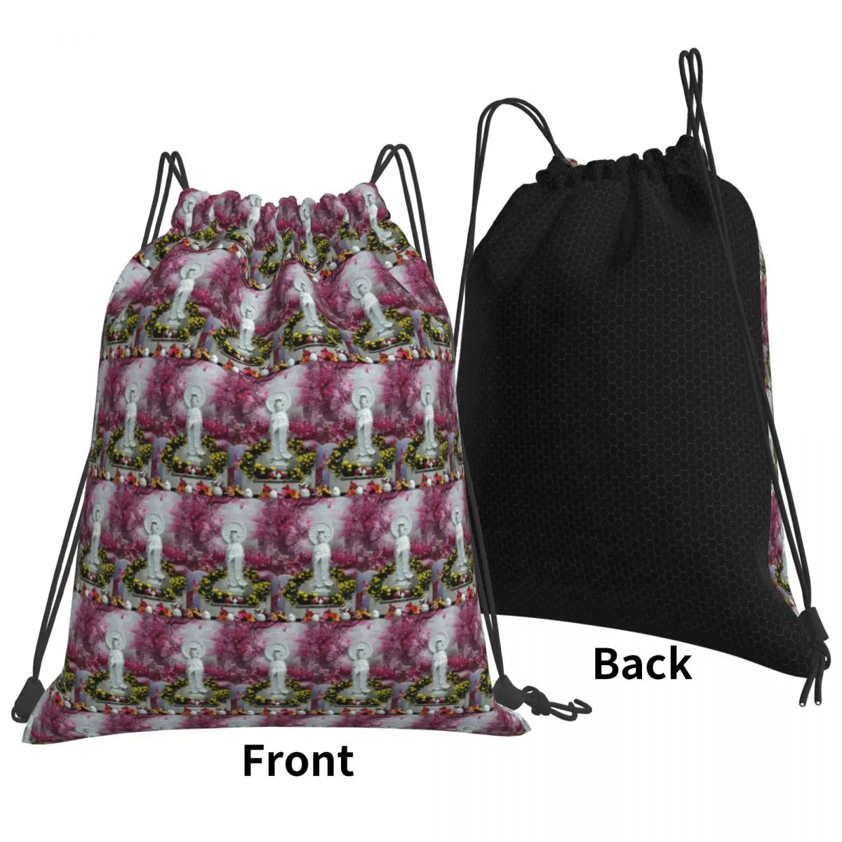 Quan The Am, Goddess Of Mercy And Compassion Backpacks Fashion Drawstring Bundle Pocket Shoes Bag Book Bags for Man Woman School