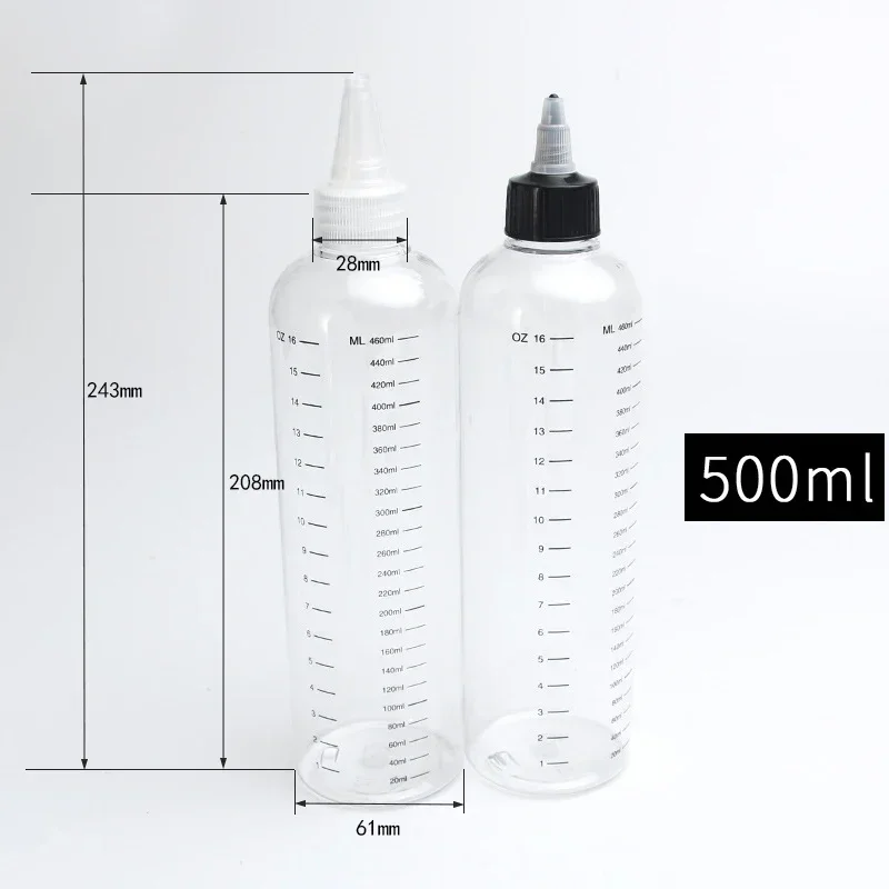 5 pz 30/60/100/120/250/500 ml di Plastica PET Succo di Liquido Bottiglie Contagocce Con Scala Pigmento Del Tatuaggio Contenitori di Inchiostro A Punta superiore