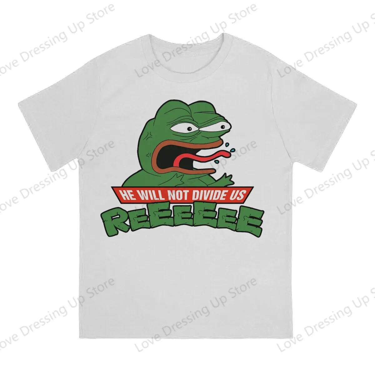 He Will Not Divide Us Cotton Short Sleeve T-shirt Men Women Trend Fun Pepe Frog Animal Couple Tops