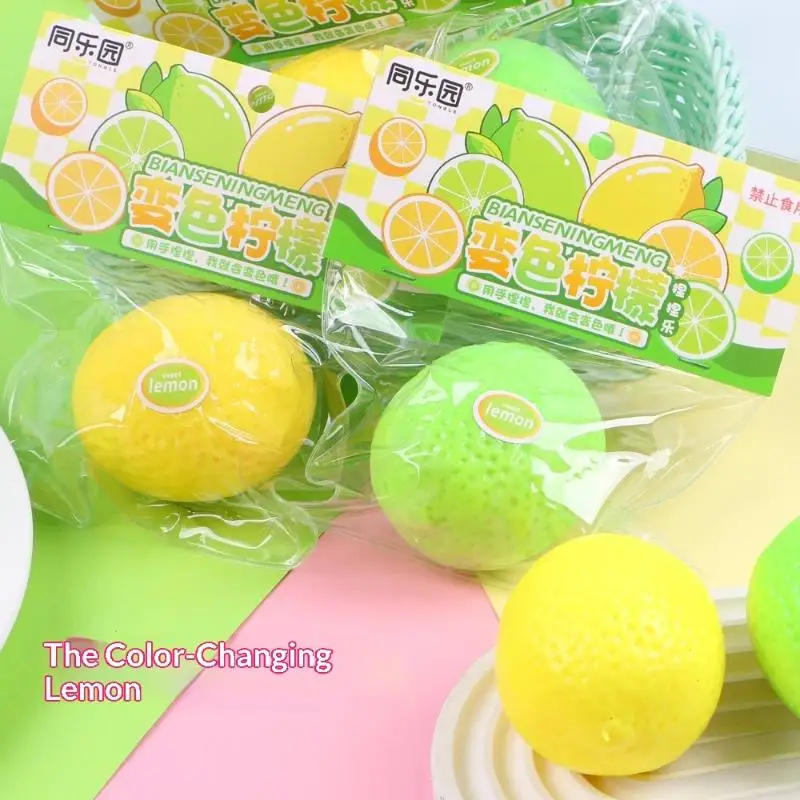 1Pcs Color Changing Lemon Squeeze Toy Soft Stress Relief Fidget Ball For Kids Adults Anxiety Decompression Play