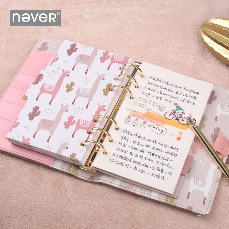 Never Yiwi-lindo planificador en espiral de Alpaca, cuaderno A6 con página de relleno, marcador de índice, organizador de Agenda, accesorios de