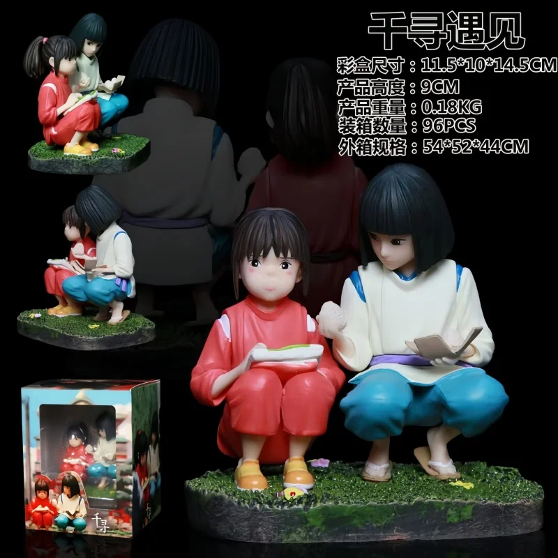 

bandai Hayao Miyazaki Anime 2d Merchandise: Chihiro Meets Haku Onigiri Scene Desktop Display Figurines