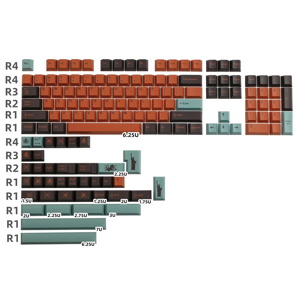 

142 Keys GMK Copper PBT Keycaps Cherry Profile Keycaps For MX Gateron Switch GameS Mechanical Keyboard 60% 68% 80% Layout