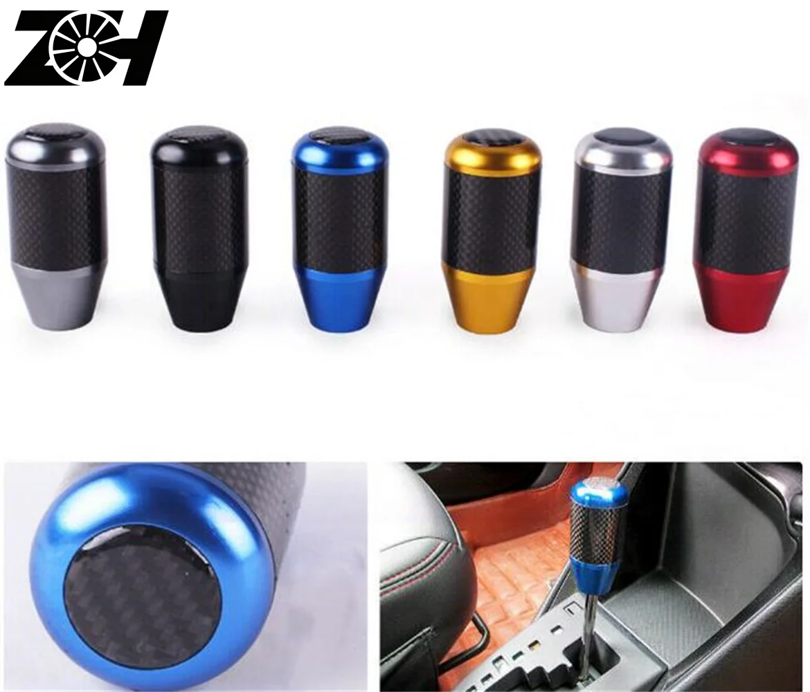 Car Carbon Fiber Aluminum Gear Shift Knob Manual Transmission AT MT Fit For Honda Toyota Nissan Mitsubishi Ford Chevrolet Subaru