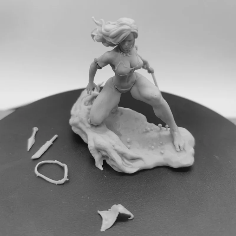 Figura de resina de cazador femenino Tribal, escala 1/24, 75mm, Kit de modelo de ensamblaje, Diorama sin montar y figuritas sin pintar, Juguetes