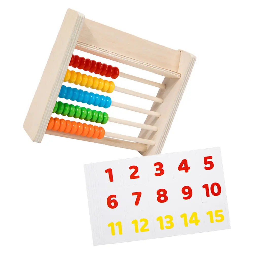 

1Set Wood Abacus Preschool Learning Arithmetic Calculation Counting Number Card Educational Math Abacus Brain Development School