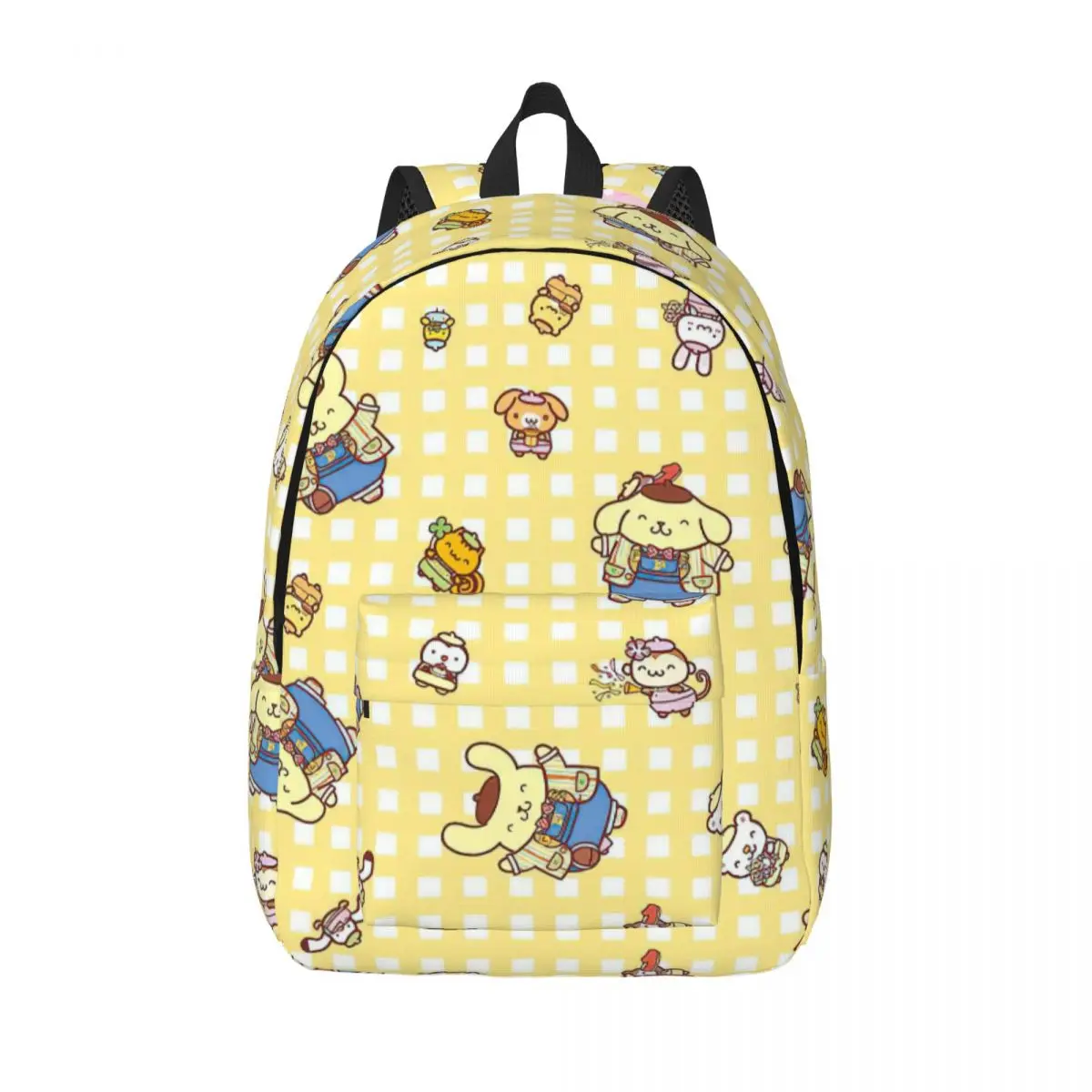 Cute Pom Pom Purin Pattern Fashion Backpack Durable Student Business Cartoon Daypack for Men Women Laptop Computer Canvas Bags