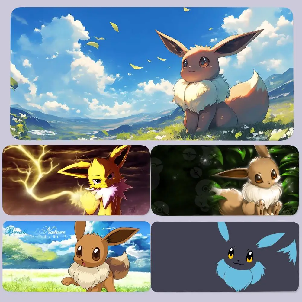 P-pokemon e-eevee-alfombrilla de ratón de 900x400mm, Alfombra de Anime para escritorio, 80x40cm, alfombrilla para PC, accesorios para jugadores, Rubb