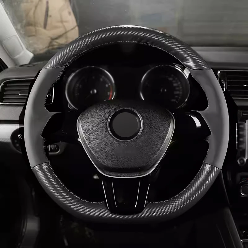 

Matt Carbon Leather Car Steering Wheel Cover Car Accessoires for Volkswagen Golf 7 GTI Passat Sagitar Jetta Magotan Tiguan Bora