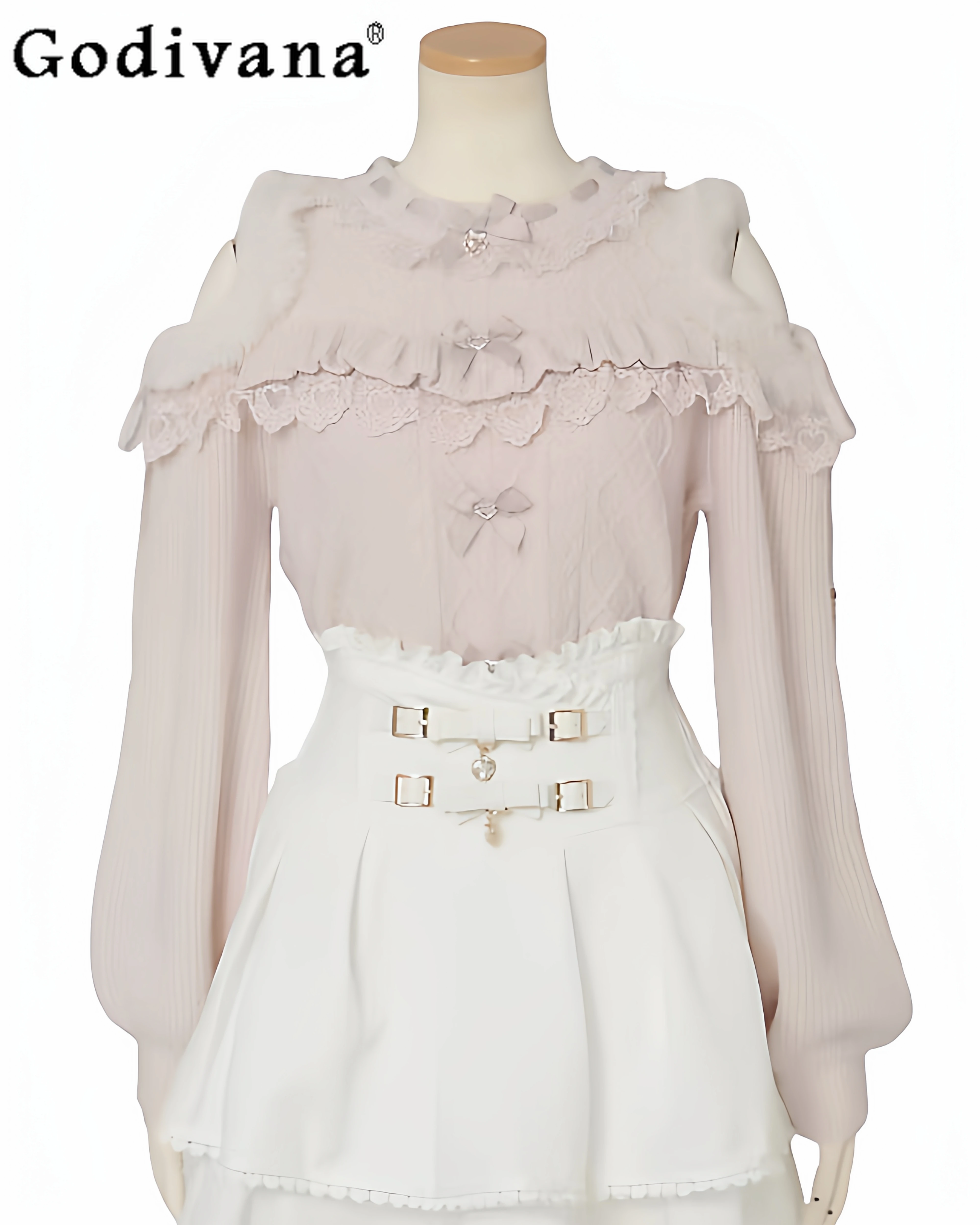 ليز سترة اليابانية الألغام الإنتاج الضخم لطيف الفتاة القوس خارج الكتف البلوزات الخريف الشتاء جديد المرأة بلوفر مغزول #1