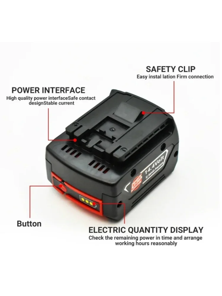 Originální baterie pro Bosch 14,4 V 6,8 Ah pro GBH GDR GSR DDS180 BAT614G (KC) Náhradní lithium-iontová baterie - náhled 2