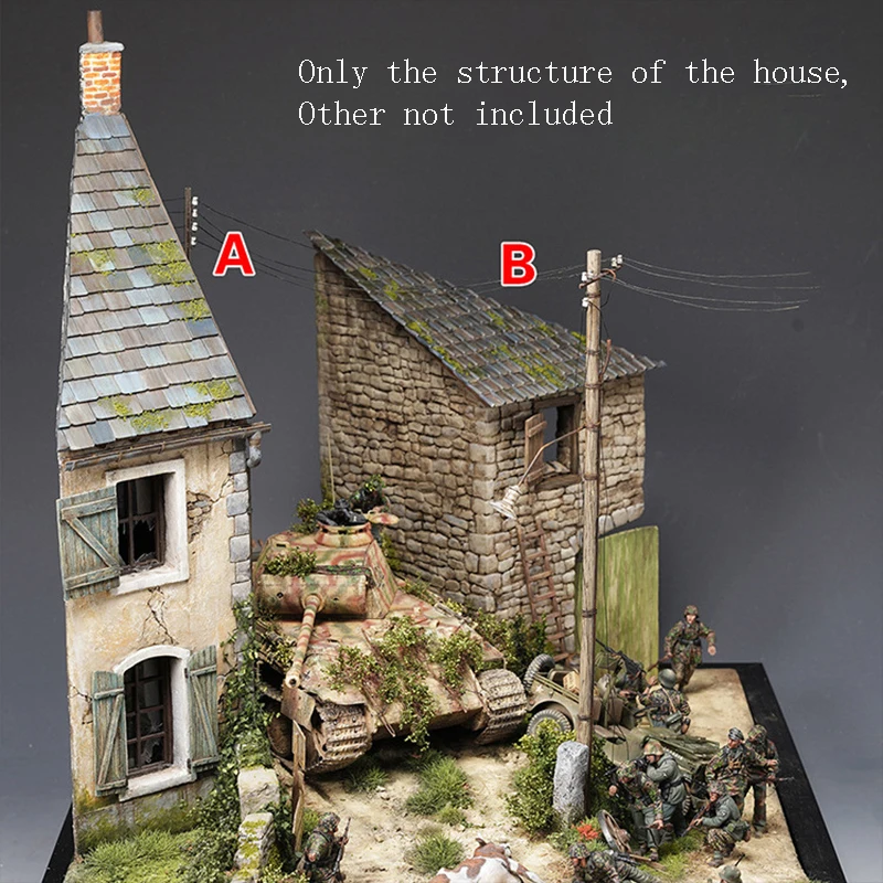 1/35 Model House Scene DIY Handmade Sand Table For Assembling Models Creating Material Scenarios Building Stone Buildings