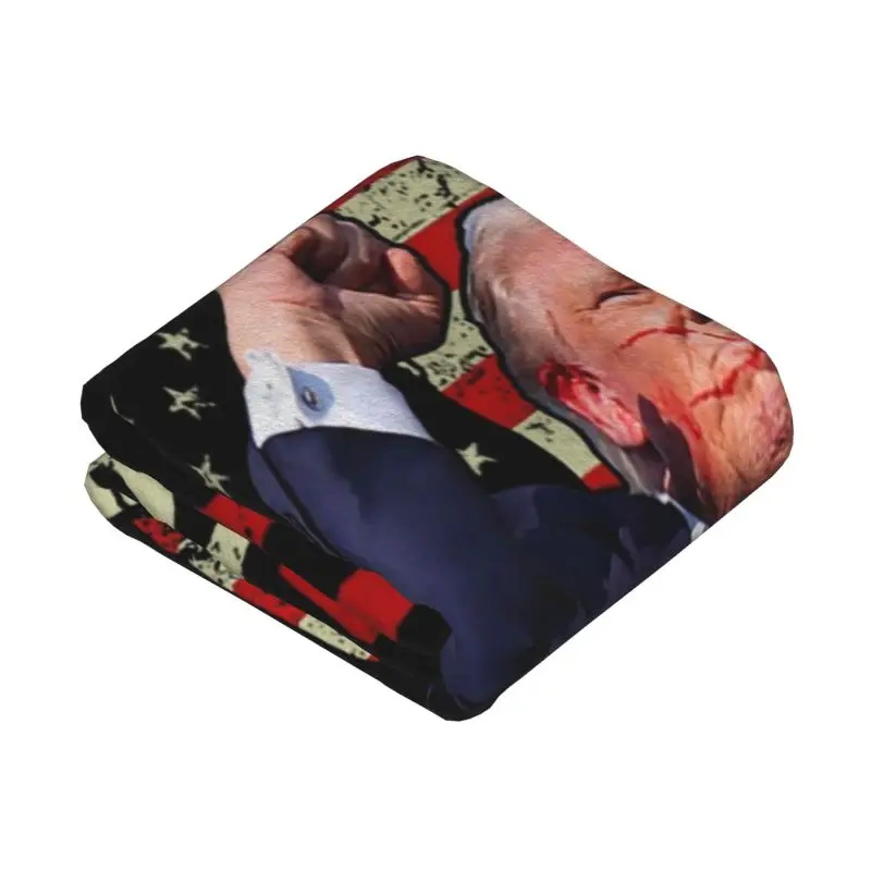 Custom 3D Print Trump Take America Back 2024 Blankets Breathable Soft Flannel Sprint Throw Blanket for Sofa Outdoor Bedroom